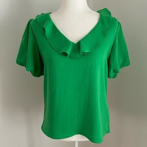 Sugar + Lips Green Short Sleeved Blouse sz XS